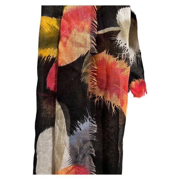 Bohemian Scarf Wrap Womens 71x28 Inch Lightweight Pink  Black Vacation Cruise - Picture 5 of 6